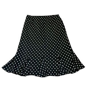 Worthington Blue Polka Dot Pleated Black Skirt 10